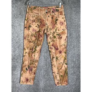 Pilcro Floral Ankle Jeans - Tan and Purple